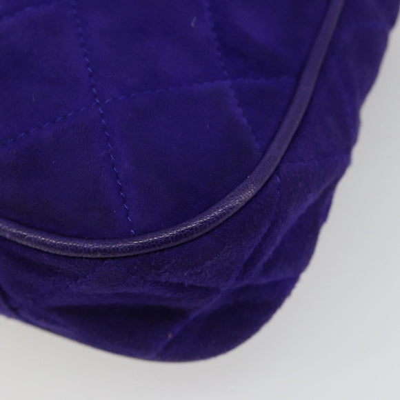 CHANEL Matelasse Chain Hand Bag Suede Purple Gold CC Auth 185540A