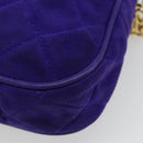 CHANEL Matelasse Chain Hand Bag Suede Purple Gold CC Auth 185540A-17