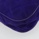 CHANEL Matelasse Chain Hand Bag Suede Purple Gold CC Auth 185540A-18