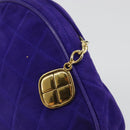 CHANEL Matelasse Chain Hand Bag Suede Purple Gold CC Auth 185540A-8