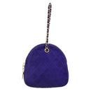 CHANEL Matelasse Chain Hand Bag Suede Purple Gold CC Auth 185540A-13