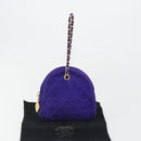 CHANEL Matelasse Chain Hand Bag Suede Purple Gold CC Auth 185540A-12