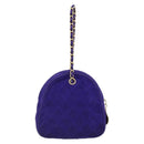 CHANEL Matelasse Chain Hand Bag Suede Purple Gold CC Auth 185540A-2