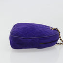 CHANEL Matelasse Chain Hand Bag Suede Purple Gold CC Auth 185540A-3