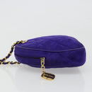 CHANEL Matelasse Chain Hand Bag Suede Purple Gold CC Auth 185540A-4