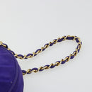 CHANEL Matelasse Chain Hand Bag Suede Purple Gold CC Auth 185540A-14