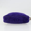 CHANEL Matelasse Chain Hand Bag Suede Purple Gold CC Auth 185540A-5