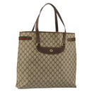 GUCCI GG Supreme Web Sherry Line Tote Bag PVC Beige Gold 39 02 091 Auth 185543-1
