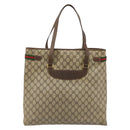 GUCCI GG Supreme Web Sherry Line Tote Bag PVC Beige Gold 39 02 091 Auth 185543-3