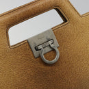 Salvatore Ferragamo Gancini Shoulder Bag Leather Beige Silver Auth 185544-18