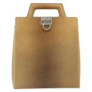 Salvatore Ferragamo Gancini Shoulder Bag Leather Beige Silver Auth 185544-2