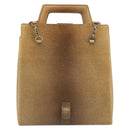 Salvatore Ferragamo Gancini Shoulder Bag Leather Beige Silver Auth 185544-3