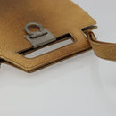 Salvatore Ferragamo Gancini Shoulder Bag Leather Beige Silver Auth 185544-7
