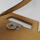 Salvatore Ferragamo Gancini Shoulder Bag Leather Beige Silver Auth 185544-8