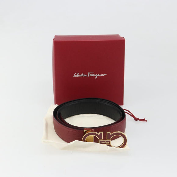 Salvatore Ferragamo Gancini Riem Leer 96cm Rood Goud Aut. 185545A