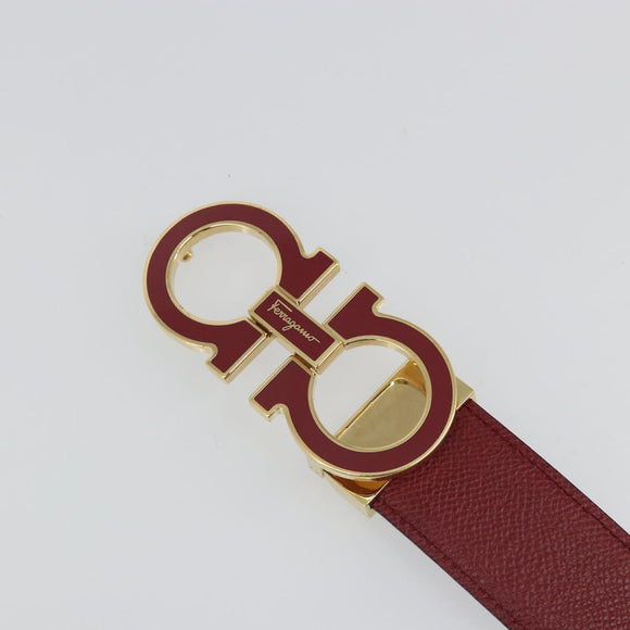 Salvatore Ferragamo Gancini Riem Leer 96cm Rood Goud Aut. 185545A