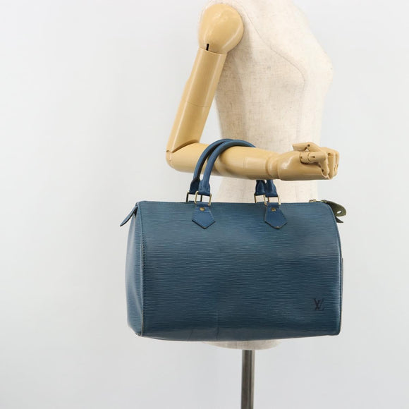 LOUIS VUITTON Epi Speedy 30 Hand Bag Toledo Blue M43005 LV Auth 185554