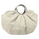 Christian Dior Hand Bag Leather White Silver Auth 185555-1