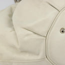 Christian Dior Hand Bag Leather White Silver Auth 185555-18