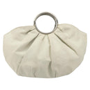 Christian Dior Hand Bag Leather White Silver Auth 185555-13