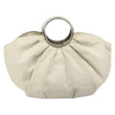 Christian Dior Hand Bag Leather White Silver Auth 185555-2