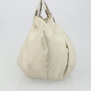 Christian Dior Hand Bag Leather White Silver Auth 185555-4