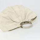 Christian Dior Hand Bag Leather White Silver Auth 185555-6