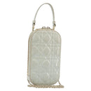 Christian Dior Cannage Phone Pouch Chain Bag Patent Light Blue Gold Auth 185556-1