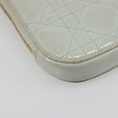 Christian Dior Cannage Phone Pouch Chain Bag Patent Light Blue Gold Auth 185556-13