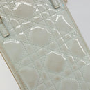 Christian Dior Cannage Phone Pouch Chain Bag Patent Light Blue Gold Auth 185556-16