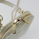 Christian Dior Cannage Phone Pouch Chain Bag Patent Light Blue Gold Auth 185556-17