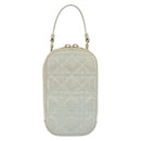Christian Dior Cannage Phone Pouch Chain Bag Patent Light Blue Gold Auth 185556-2