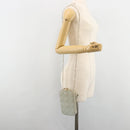 Christian Dior Cannage Phone Pouch Chain Bag Patent Light Blue Gold Auth 185556-25