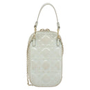Christian Dior Cannage Phone Pouch Chain Bag Patent Light Blue Gold Auth 185556-3