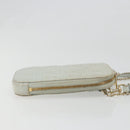 Christian Dior Cannage Phone Pouch Chain Bag Patent Light Blue Gold Auth 185556-4
