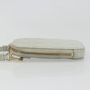 Christian Dior Cannage Phone Pouch Chain Bag Patent Light Blue Gold Auth 185556-5