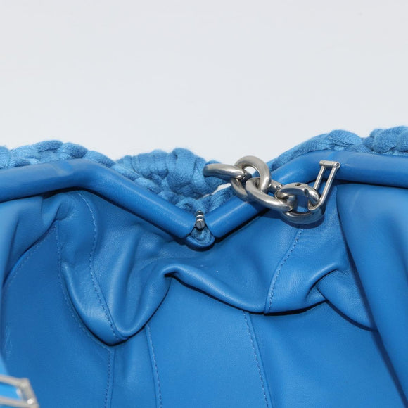 BOTTEGA VENETA Top Handle Bag Hand Bag Cotton Jersey Blue Silver Auth 185557A