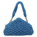 BOTTEGA VENETA Top Handle Bag Hand Bag Cotton Jersey Blue Silver Auth 185557A-13