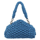 BOTTEGA VENETA Top Handle Bag Hand Bag Cotton Jersey Blue Silver Auth 185557A-2