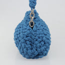 BOTTEGA VENETA Top Handle Bag Hand Bag Cotton Jersey Blue Silver Auth 185557A-3