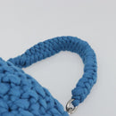 BOTTEGA VENETA Top Handle Bag Hand Bag Cotton Jersey Blue Silver Auth 185557A-8