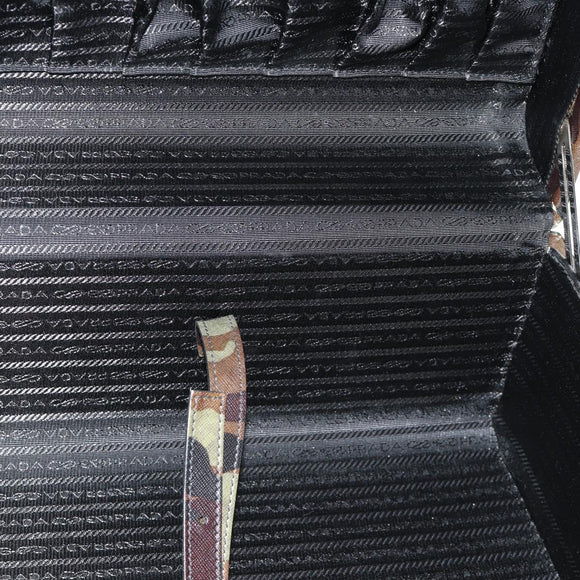 PRADA Trunk Saffiano leather Camouflage Auth 185558V