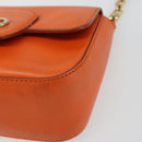 Salvatore Ferragamo Gancini Chain Shoulder Bag Leather Orange Gold Auth 185560-15