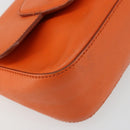 Salvatore Ferragamo Gancini Chain Shoulder Bag Leather Orange Gold Auth 185560-16