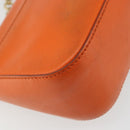 Salvatore Ferragamo Gancini Chain Shoulder Bag Leather Orange Gold Auth 185560-18