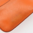 Salvatore Ferragamo Gancini Chain Shoulder Bag Leather Orange Gold Auth 185560-8