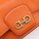 Salvatore Ferragamo Gancini Chain Shoulder Bag Leather Orange Gold Auth 185560-19