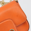 Salvatore Ferragamo Gancini Chain Shoulder Bag Leather Orange Gold Auth 185560-9