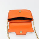 Salvatore Ferragamo Gancini Chain Shoulder Bag Leather Orange Gold Auth 185560-20