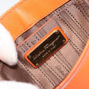 Salvatore Ferragamo Gancini Chain Shoulder Bag Leather Orange Gold Auth 185560-21